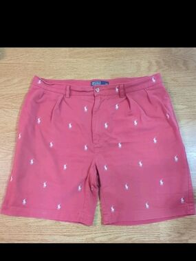 Vintage Polo Ralph Lauren Coral Shorts with White Pony Logo Embroidery